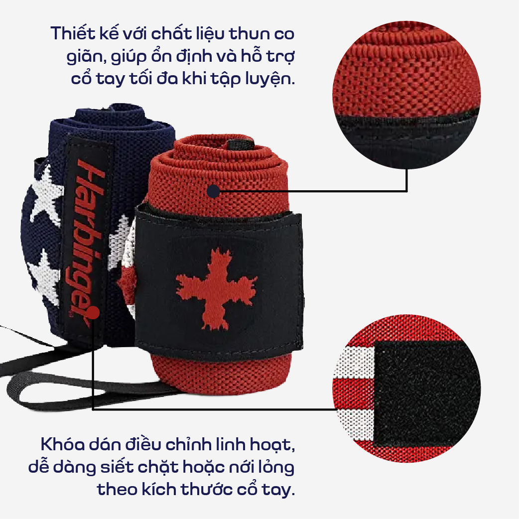Quấn Cổ Tay Tập Gym Harbinger Red Line Wristwraps Unisex 18 Inch Flag